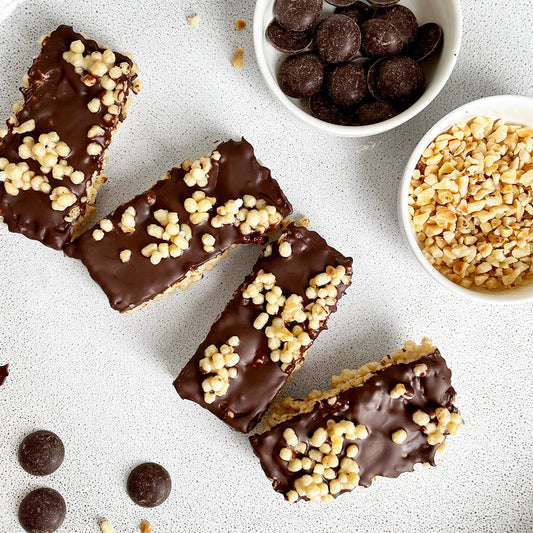 Protein Crips Bars mit Schokolade und Soja Crispies