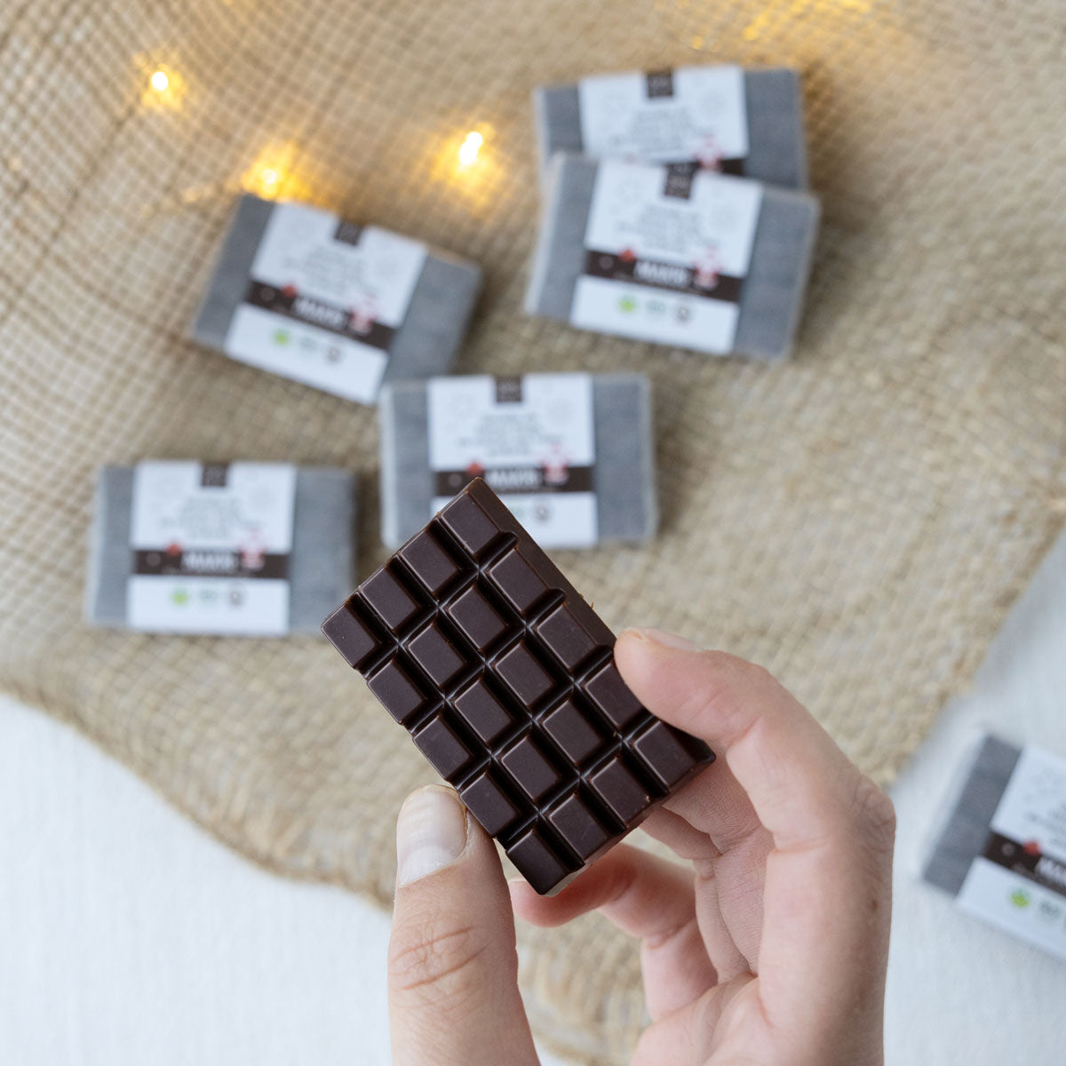 MAKRi Weihnachtsbeutel - Bio Dattel Schokolade - Natur 59% - 200g