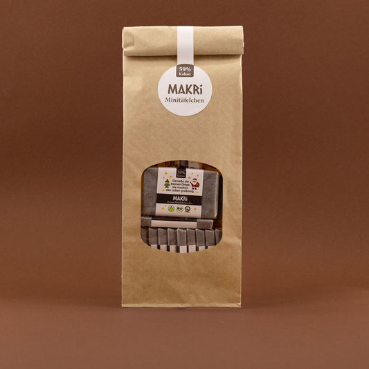 MAKRi Weihnachtsbeutel - Bio Dattel Schokolade - Natur 59% - 200g