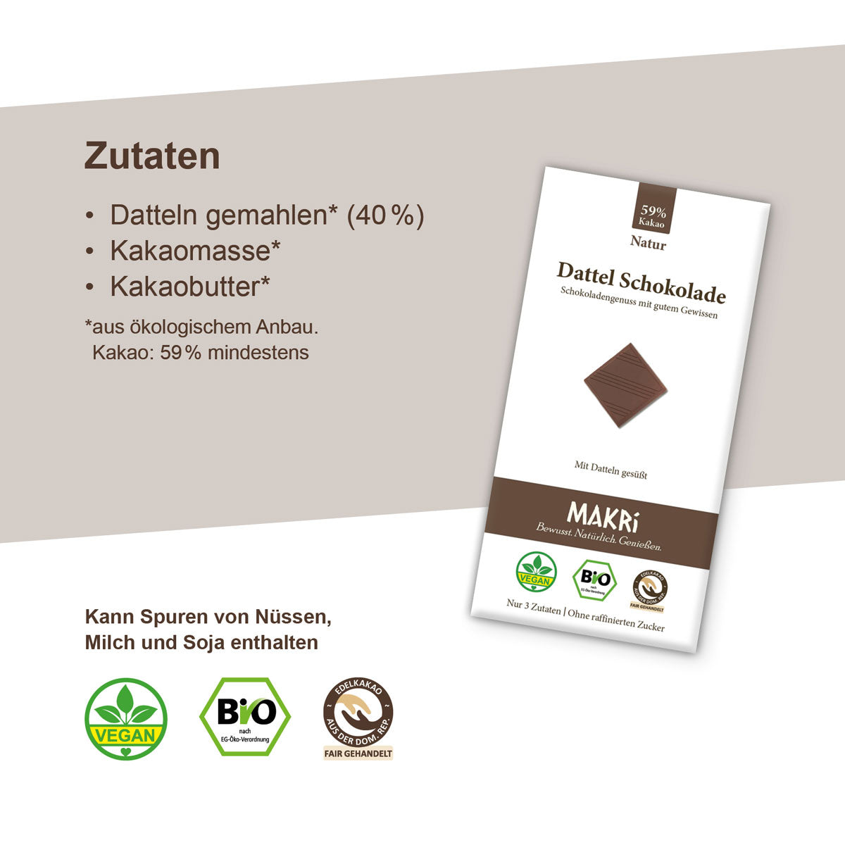 MAKRi Bio Dattel Schokolade - Natur 59%