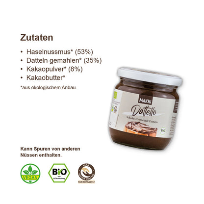 Dattello - MAKRi Bio Schoko-Haselnuss-Creme mit Datteln