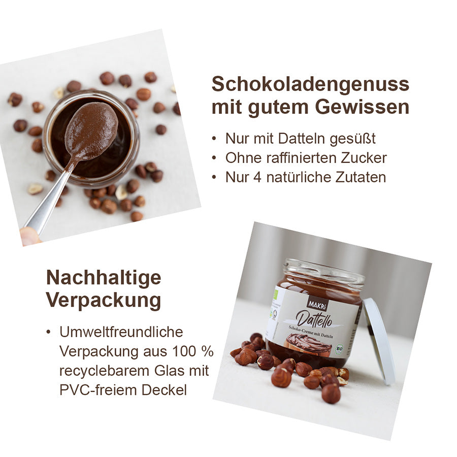 Dattello - MAKRi Bio Schoko-Haselnuss-Creme mit Datteln