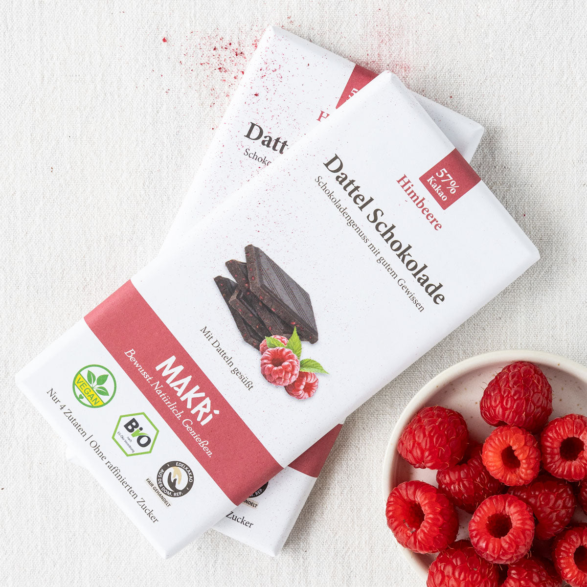 MAKRi Bio Dattel Schokolade - Himbeere 57%
