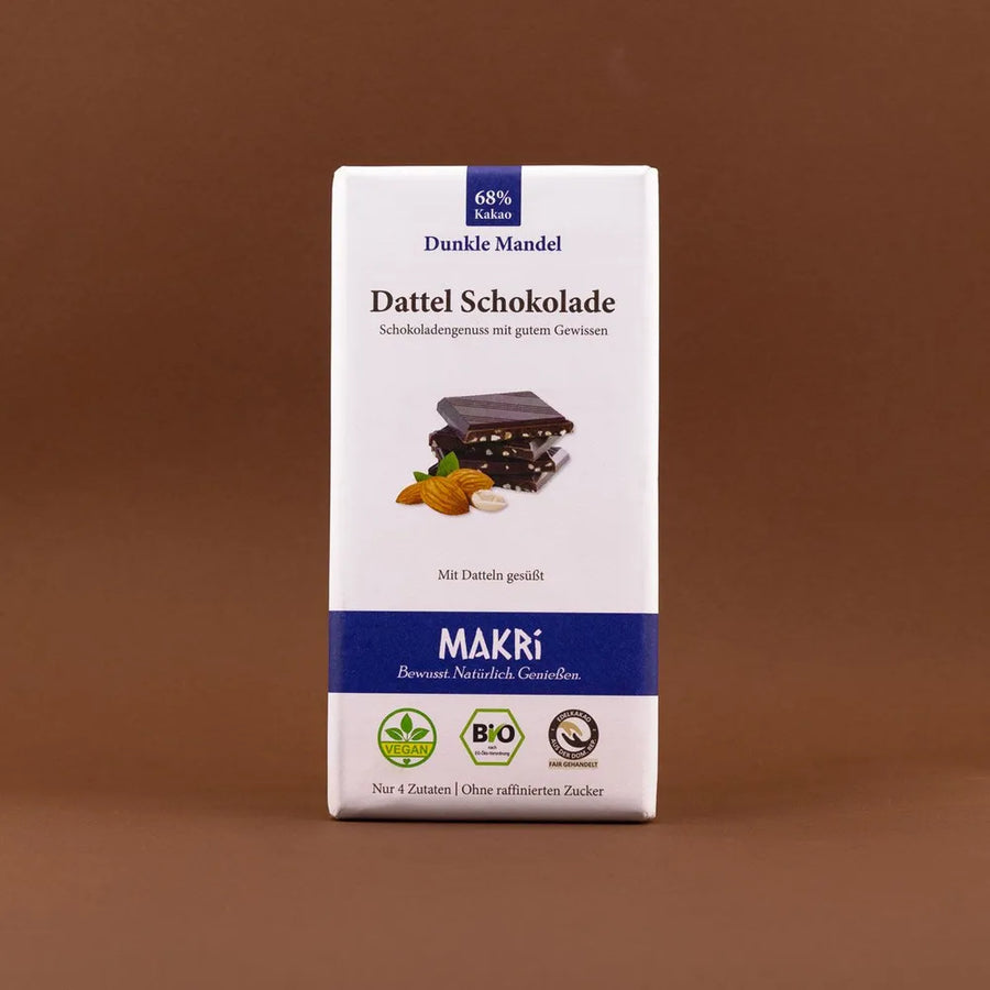 MAKRi Bio Dattel Schokolade - Dunkle Mandel 68%