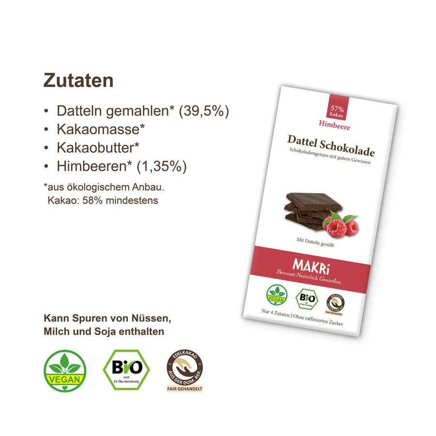B-Ware - Bio Dattel Schokolade - Himbeere - 850g