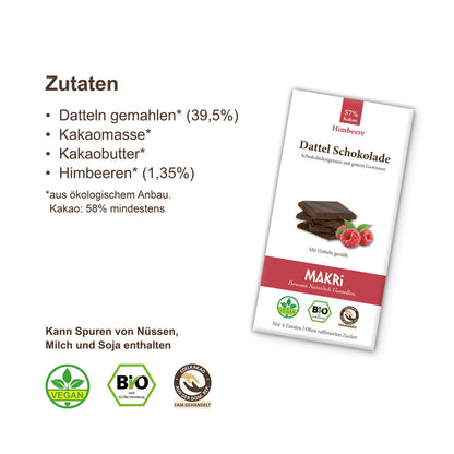 B-Ware - Bio Dattel Schokolade - Himbeere - 850g