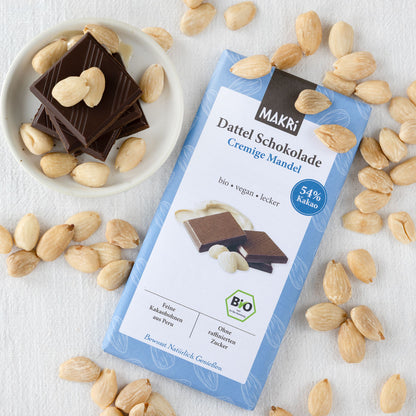 MAKRi Bio Dattel Schokolade - Cremige Mandel 54% - Peru