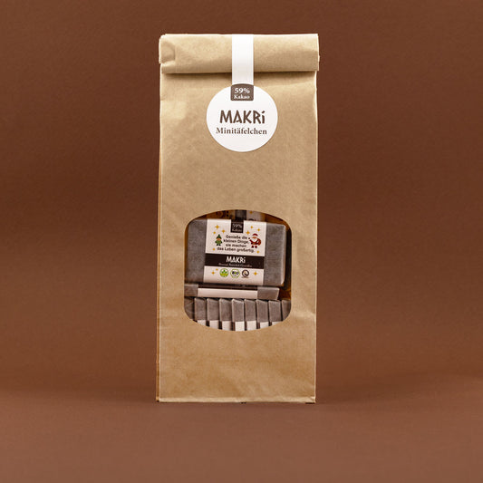 MAKRi Weihnachtsbeutel - Bio Dattel Schokolade - Natur 59% - 200g